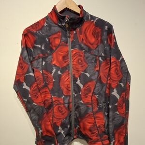 Lululemon Red and Gray Floral Zip-Up Jacket